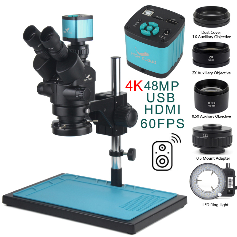 Stereo Trinocular Microscope Pcb - 3.5X-90X Simul-Focal Stereo Trinocular Microscope 4K