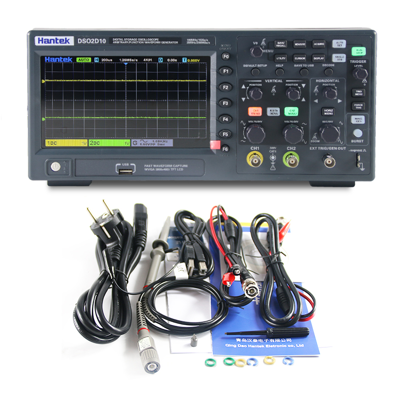 Digital Storage Oscilloscope 100Mhz - Oscyloskop cyfrowy Hantek DSO2D10, pasmo 100MHz,