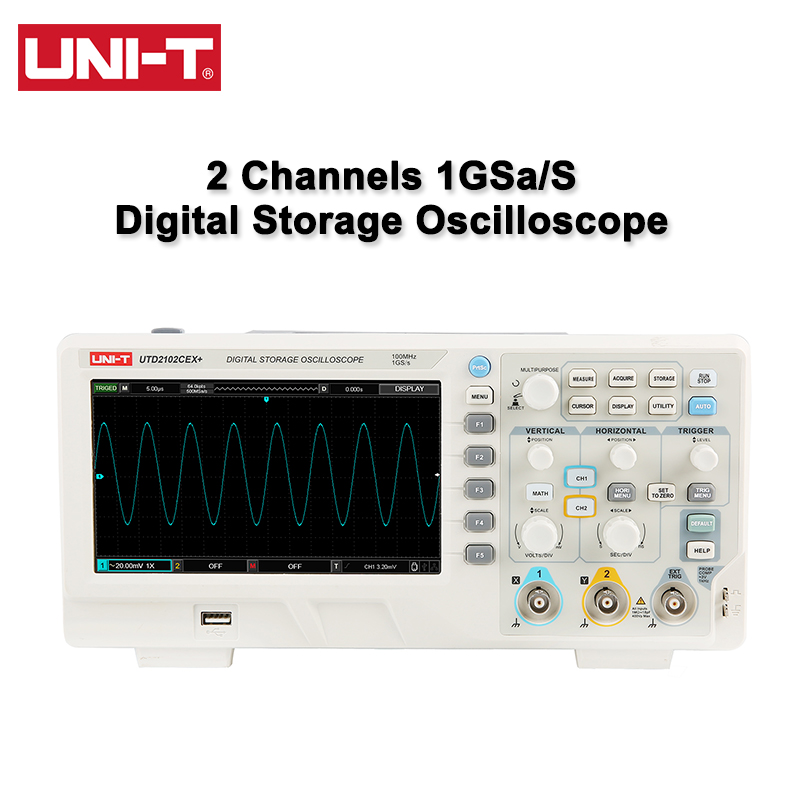 Digital Storage Oscilloscope 100Mhz - UNI-T Oscyloskop Cyfrowy UTD2102CEX+ 100MHz 1GS/s