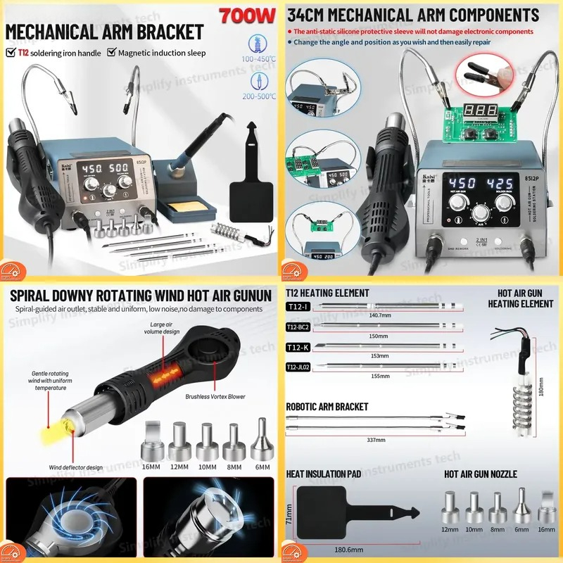 Hot Air Rework Station T12 - Stacja lutownicza 8512P 700W 2 w