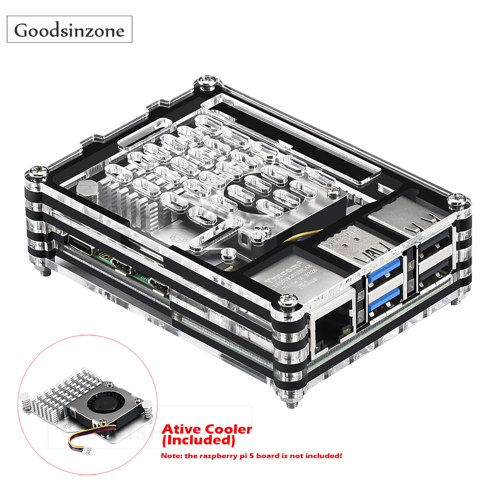 Raspberry Pi 5 8Gb Kit - Akrylowa skrzynka z zestawem wentylatora z