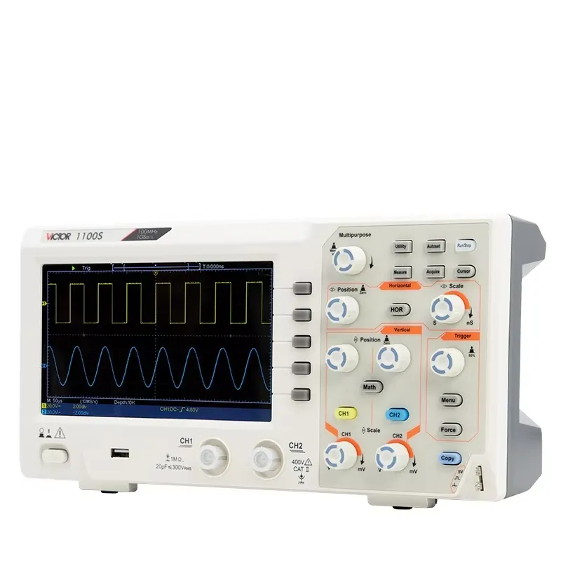 Oscyloskop VICTOR 1100S, pasmo – Digital Storage Oscilloscope 100Mhz recenzja i cena